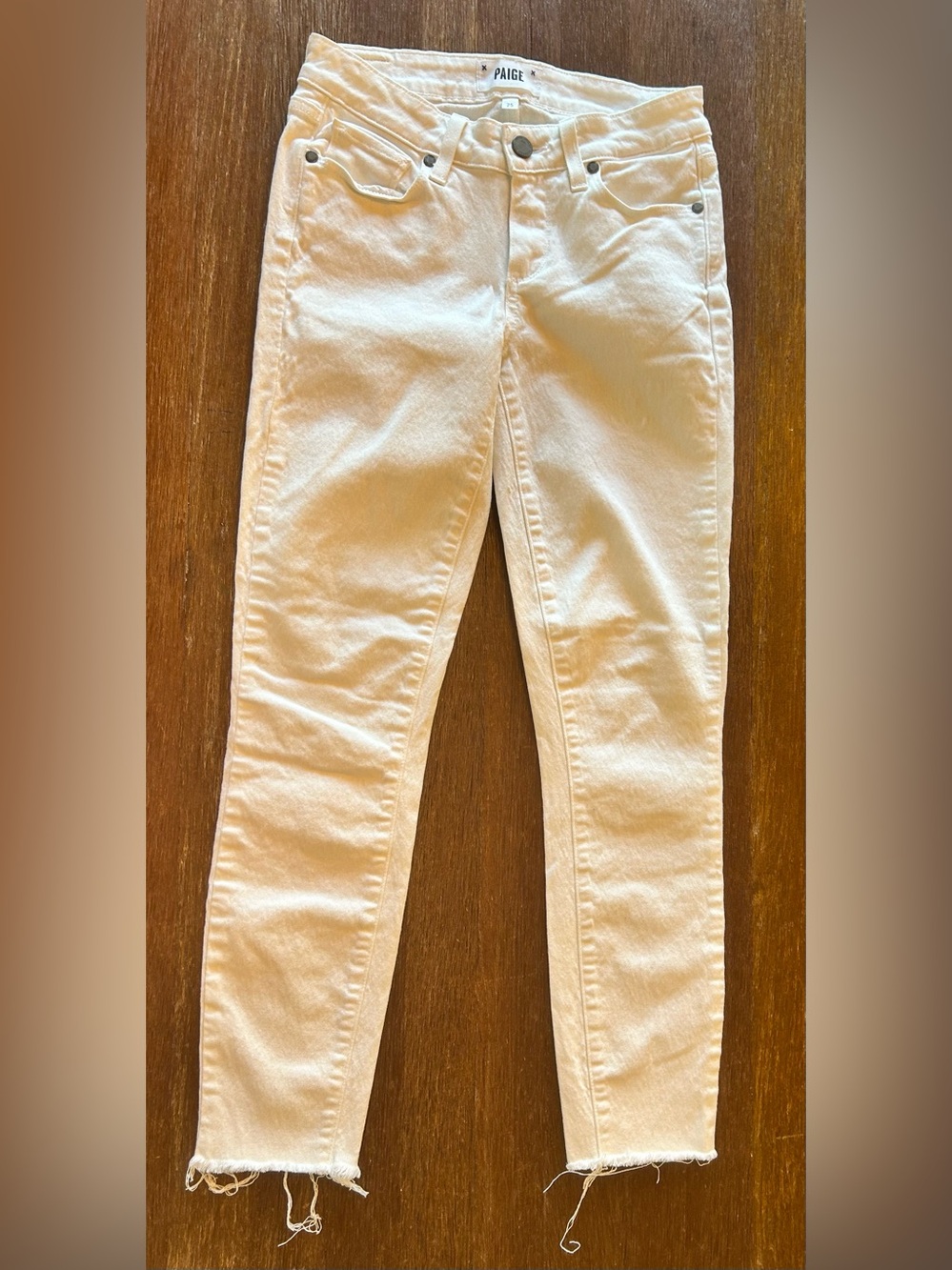 PAIGE Verdugo Crop White Skinny Jeans Size 25 Raw Hem